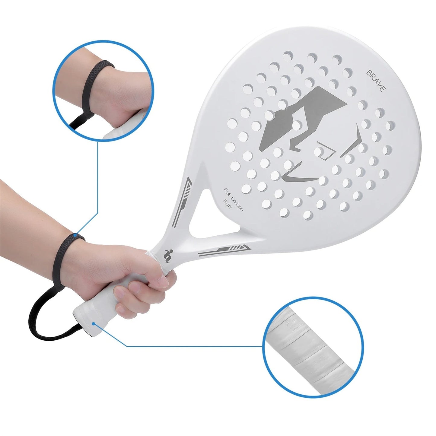 Ianoni PR660 Carbon Fibre PADEL RACKET - White