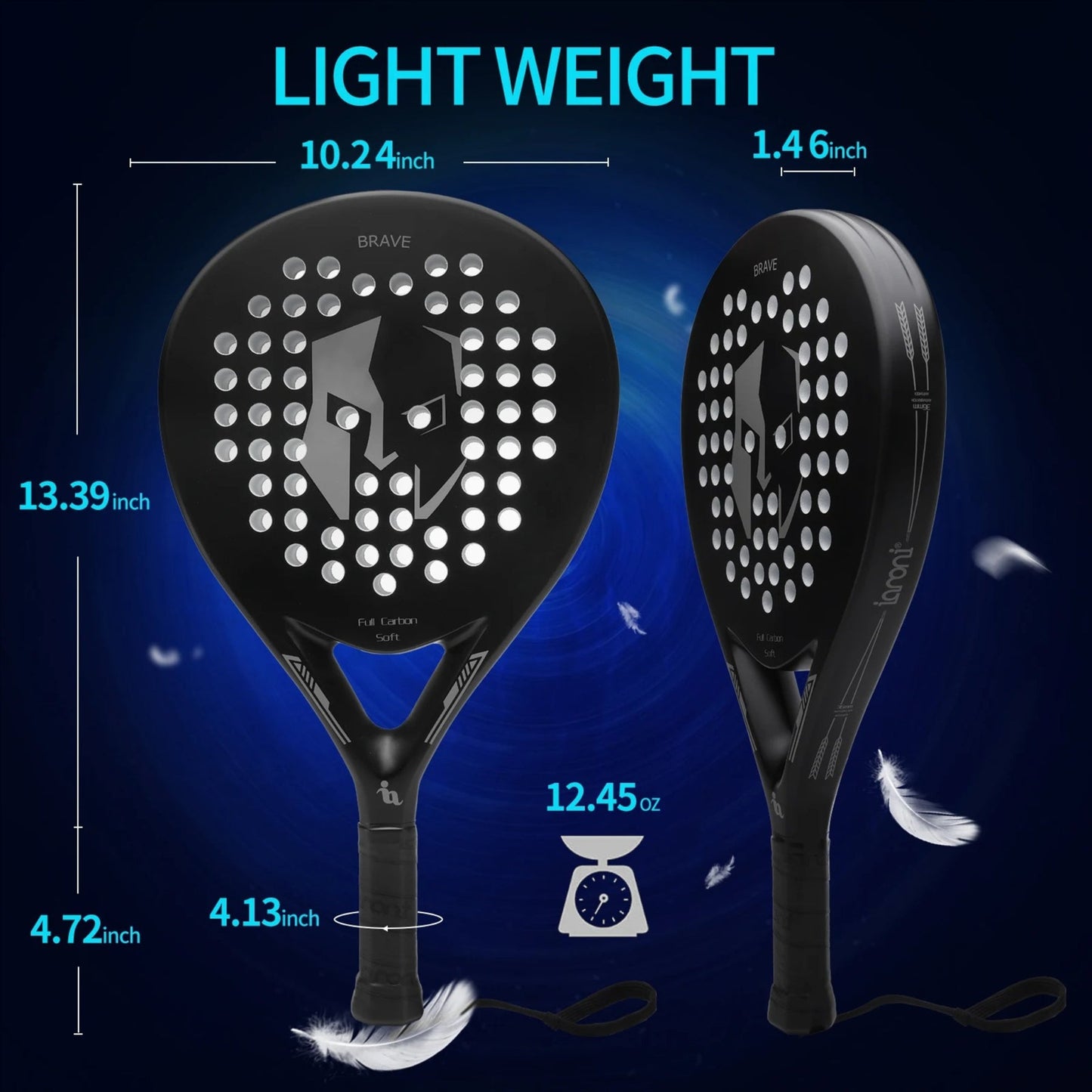 Ianoni PR670 Carbon Fibre PADEL RACKET - Black